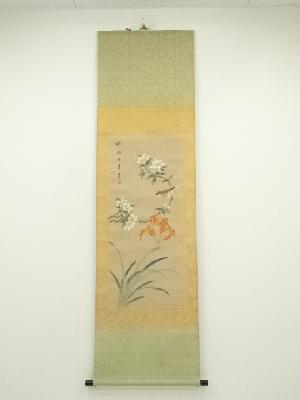 中国　呉竹雲筆　花鳥図　肉筆絹本掛軸